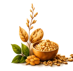 Grains, nuts and leaves