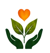 Hands holding leaves and a heart